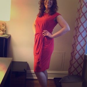 Rouched coral dress